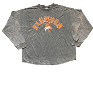 Gameday Couture Clemson Tigers Long Sleeve Shirt Vintage Wash Gray Oversized